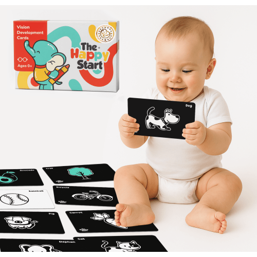 The Happy Start Award-Winning High Contrast Vision Flash Cards, 23 Count, 1 Pack (English)