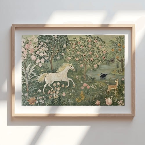 William Morris Botanical Animals Painting-Giclée Print, Gallery-Wrapped (Stretched) or Wood-Framed Canvas Wall Art