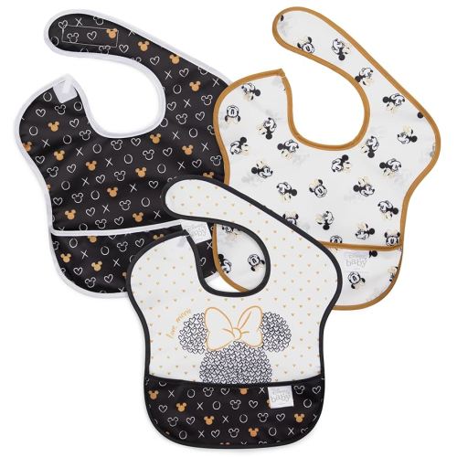 Bumkins Disney Bibs for Girl or Boy, SuperBib Baby and Toddler for 6-24 Months, Essential Must Have for Eating, Feeding, Baby Led Weaning, Mess Saving Waterproof Soft Fabric, 3-pk Minnie Mouse Icon