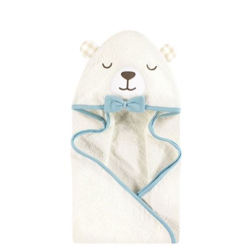 Hudson Baby Unisex Baby Cotton Animal Face Hooded Towel, Gingham Bear Boy, One Size