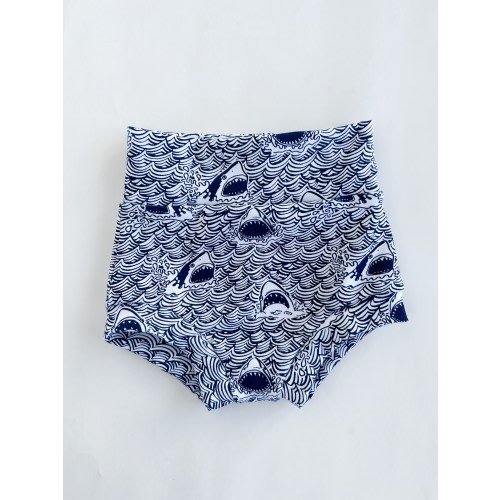 Shark Print Baby Bummies, Cotton Knit Shorties