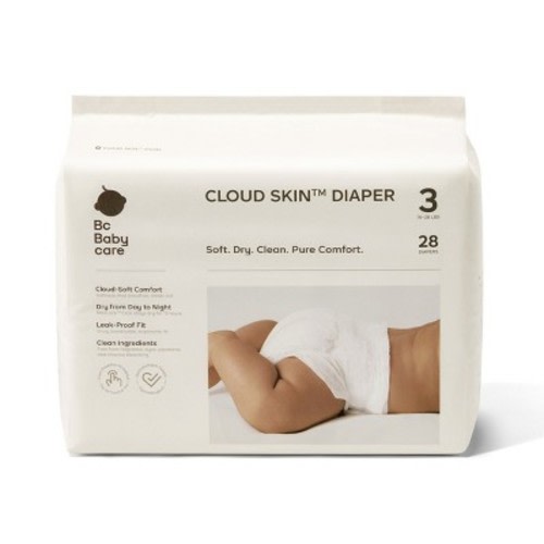 Bc Babycare Cloud Skin™ Diaper Max Absorbency Leak-Proof & Hypoallergenic for Sensitive Skin - Size 3 - 28ct