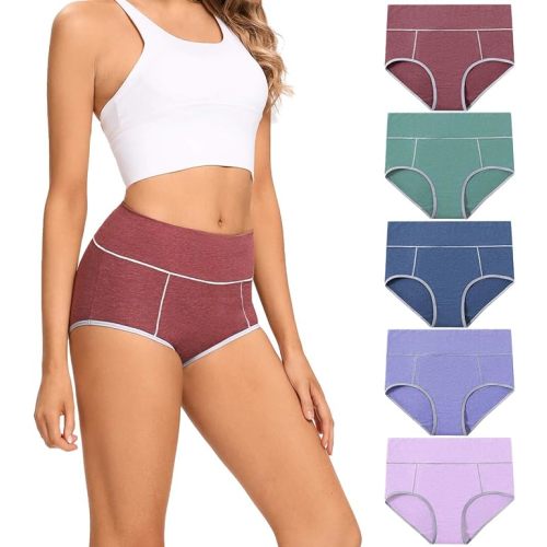 POKARLA Womens Cotton Underwear High Waist Full Coverage Briefs Soft Breathable Postpartum Panties Stretch Underpants
