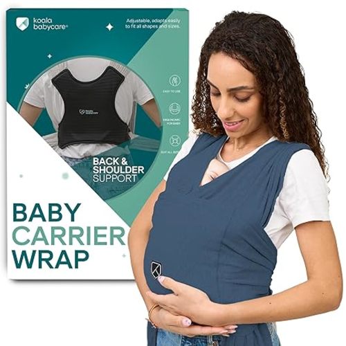 Koala Babycare Baby Carrier Wrap, Easy to Wear As a T-Shirt - Original Baby Carrier Newborn to Toddler - Sling One Size Fits All - Baby Wraps Carrier Up to 22lbs (Blue)