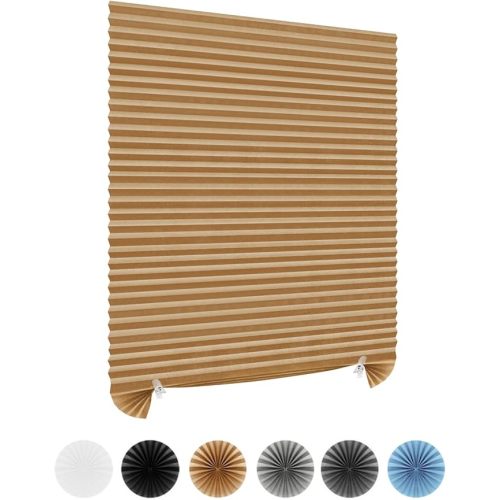 Window Blinds Cordless Blackout No Drill Cut to Size Clip On Stick On Self Adhesive Temporary Blinds Pleated Paper Blinds for Windows Doors Shades for Home Nursery Bedroom Kitchen Bathroom