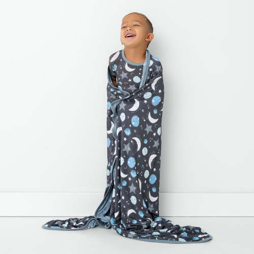 Blue To the Moon & Back Large Cloud Blanket - Little Sleepies