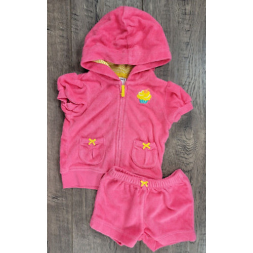 Baby Girl Vintage Carter's 3 Month Pink 2pc Terry Cloth Cupcake Outfit