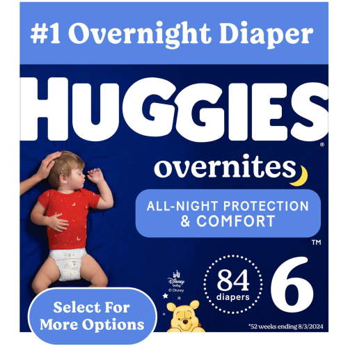 Huggies Overnites Nighttime Baby Diapers, Size 6, 84 Ct for Dry Nights