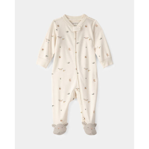 Baby Easter Bunny 100% Cotton 2-Way Zip Sleep & Play Pajama - Cream | Carter's NB