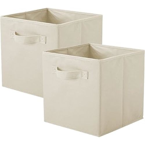 ShellKingdom Storage Bins, Foldable Fabric Storage Cubes And Cloth Storage Organizer Drawer For Closet And Toys Storage,2 Pack (Beige)
