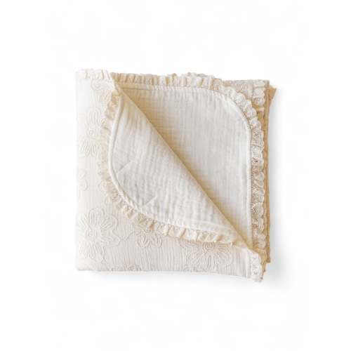 Muslin Blanket / Natural Embroidered – EvelinaApparel
