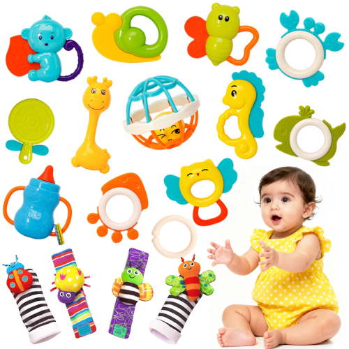 Baby Toys 0-6 Months, Baby Rattles Toys Teething Toys for Babies 0-3-6-12-18 , Early Development Learning Toy Newborn Toy Baby Boy Girl Birthday Gifts