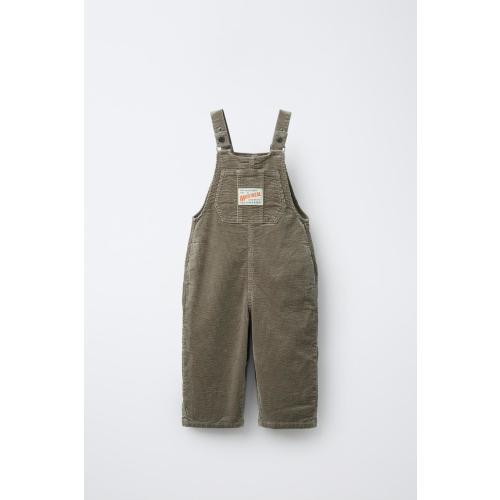 CORDUROY OVERALLS WITH LABEL - Green | ZARA United States