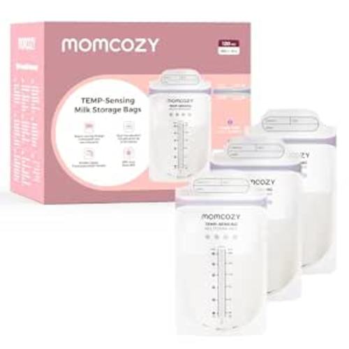 Momcozy Breastmilk Storage Bags, Larger Temp-Sense Area&Double Zip, 120ct