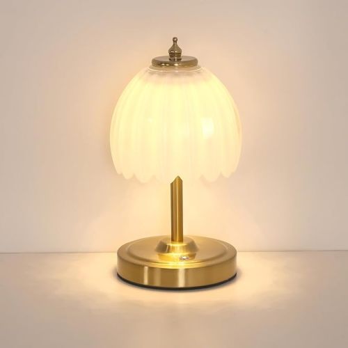 Shenmoyl Tulip Small Table Lamp, 5200mAh Cordless Touch Control Mini Table Lamp with 3 Color Temps & Stepless Dimming, Perfect for Small Spaces Like Dressers, Bedsides, Bookshelves (White Tulip)