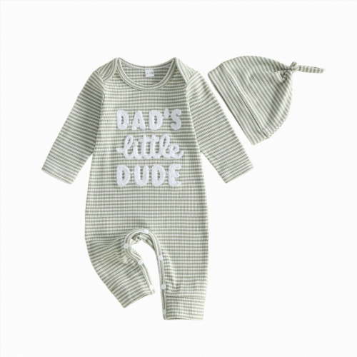 mgoYE Newborn Baby Boy Clothes Dad's Little Dude Romper Jumpsuits One Piece Infant Coming Home Outfit 2Pcs Clothing Set