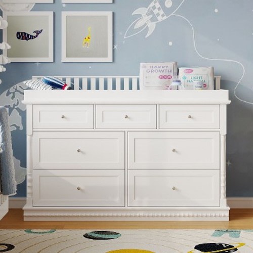 Famapy Versatile White Baby Changing Table Dresser: Convertible Design, Spacious Drawers – Grow with Your Little One
