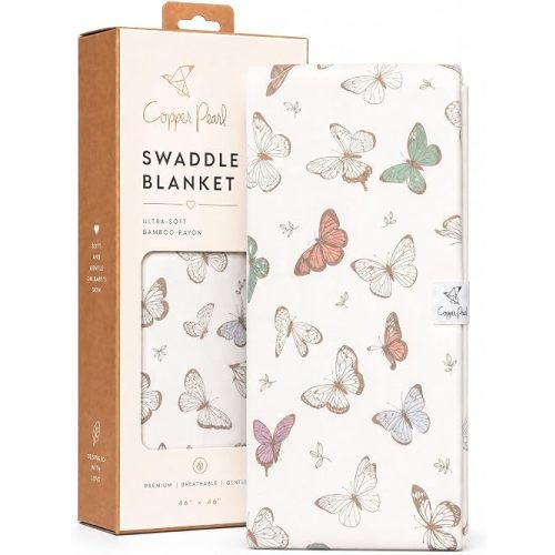Copper Pearl Swaddle Blankets for Newborns | Soft Stretchy Receiving Blankets for Boys and Girls | Large 46 x 46 Inch Baby Blankets | Lightweight and Breathable Swaddles | Luna