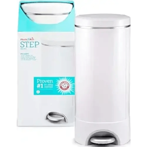 Munchkin® STEP™ Diaper Pail Powered by Arm & Hammer, #1 in Odor Control, Award-Winning, Includes 1 Snap, Seal & Toss™ Bag, 1 Starter Refill Ring, and 1 PUCK™ Baking Soda Cartridge