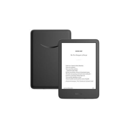 Amazon Kindle 16 GB (newest model) - Lightest and most compact Kindle, now with faster page turns, and higher contrast ratio, for an enhanced reading experience - Without Lockscreen Ads - Black + 3 Months of Kindle Unlimited (with auto-renewal)