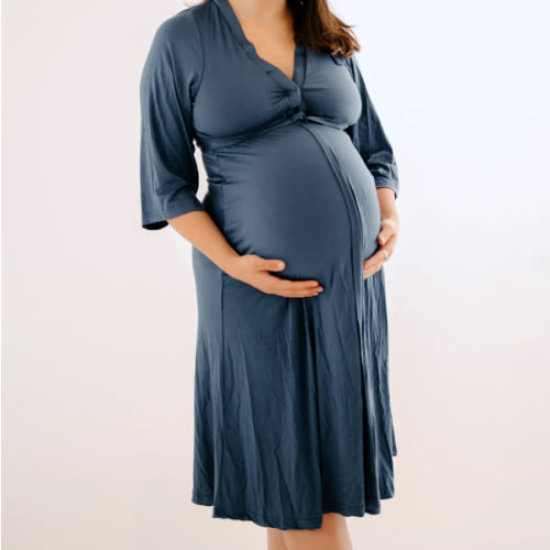 Lila Labor & Postpartum Gown in Midnight Blue