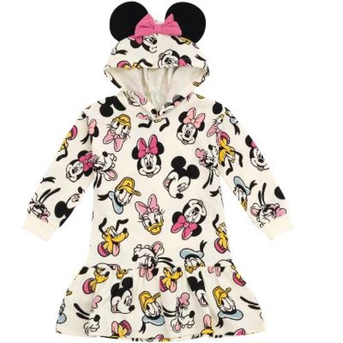 Disney Mickey Mouse Minnie Mouse Goofy Donald Duck Pluto Daisy Duck Toddler Girls Fleece Dress White 3t