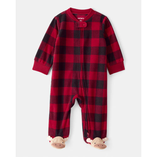 Plaid Print Reindeer Christmas Loose Fit Long-Sleeve Sleep & Play Pajamas - Red - Carter's | Carter's