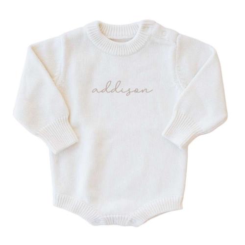 Caden Lane Personalized Knit Sweater Bubble Romper
