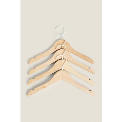KIDS’ WOODEN HANGERS (PACK OF 4) - Light beige | ZARA United States