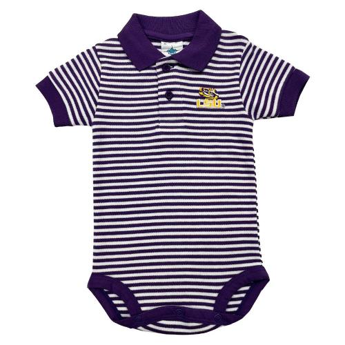 LSU | LSU Infant Striped Polo Bodysuit | Alumni Hall
