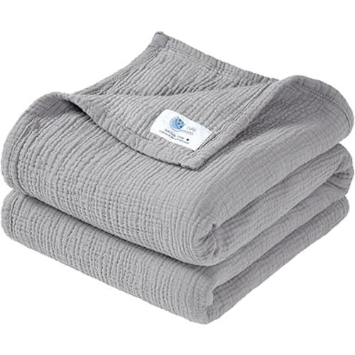 lulumoon Muslin Baby Blanket Neutral: 100% Cotton Crib Blanket for Toddler