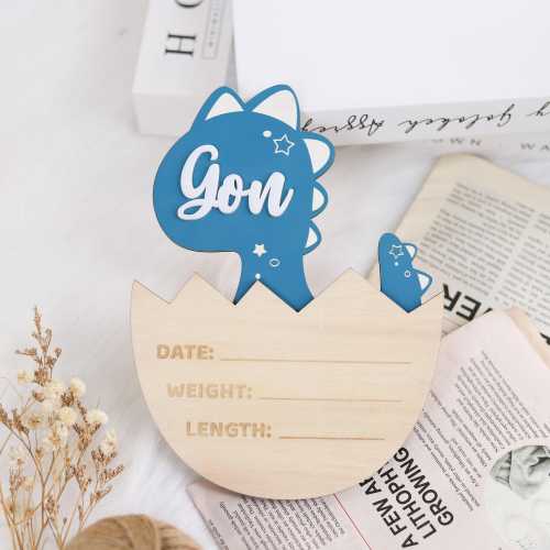 Dinosaur Baby Announcement Sign, Cute Dinosaur Birth Stats, Dino Egg Wooden Stats Sign, Newborn Photo Prop Nursery Decor, Baby Shower Gift