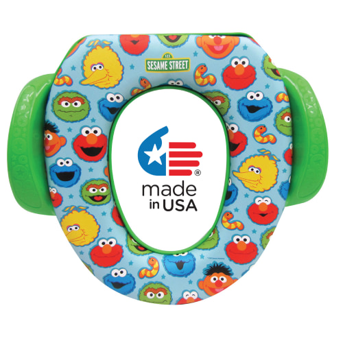 Sesame Street Soft Potty Training Seat for Toddlers with Hanging Hook, Fits Standard Toilets