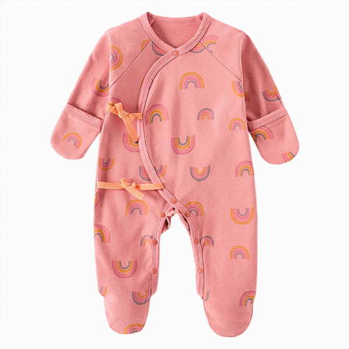 1-3 Months Newborn Footed Sleeper Gown With Mitten Side Baby Footed Print Infant Play For 0 6 Months One-Piece Footed Romper Newborn Gift