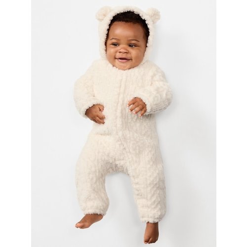 Long-Sleeve Critter Sherpa Hooded One-Piece for Baby
