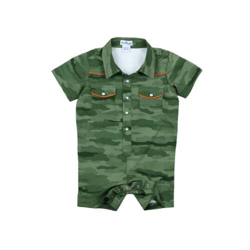 Classic Camo Green Pearl Snap Romper
