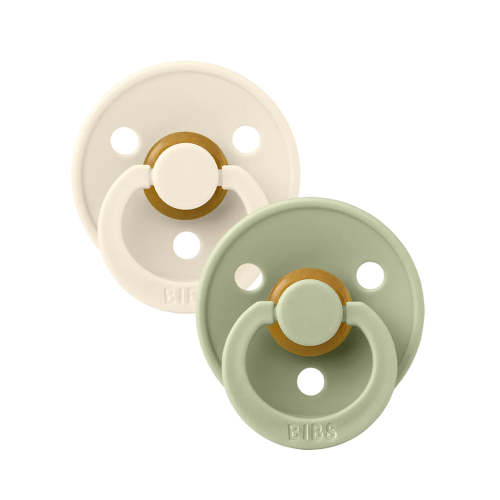 Colour Round Natural Rubber Latex Pacifier 2 Pack, Ivory/Sage