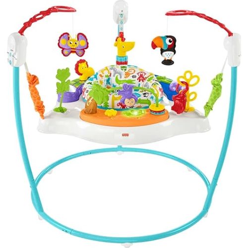 Fisher-Price Baby Bouncer Animal Activity Jumperoo Musical Play Center with Lights Sounds & Developmental Toys