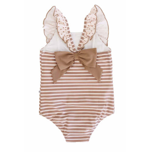 Double Ruffle Bow Back One Piece | Sandy Stripes