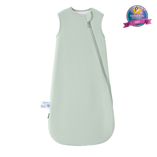 All Season Sleeveless Sleep Sack 1.0 TOG - Organic Cotton & Camel Wool -Pea Green