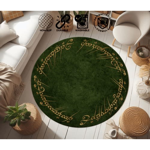 Lord Of The Rings Round Rug: Elvish Script, Boys Room Decor