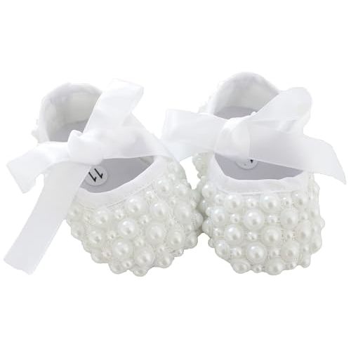 0-18M Baby Girls White Pearl Christening Shoes Baptism Shoes Toddler Wedding Dress Shoes