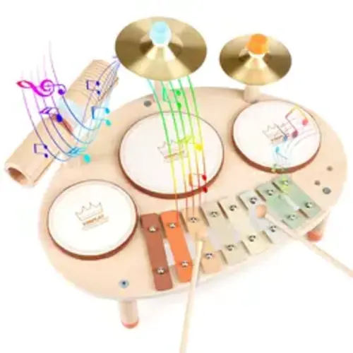 Joyreal Drum Set with Xylophone for Kids - 4 in 1 Musical Instruments Set for Toddlers, Wooden Montessori Toys, Christmas Birthday Gifts Ideas, #SummerVibes Drum Kit Multifunction - TikTok Shop