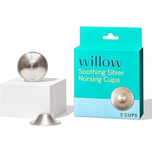 Willow - Silver Nursing Cups, 2 Pack, Breastfeeding Nipple Covers for Protection & BPA Free