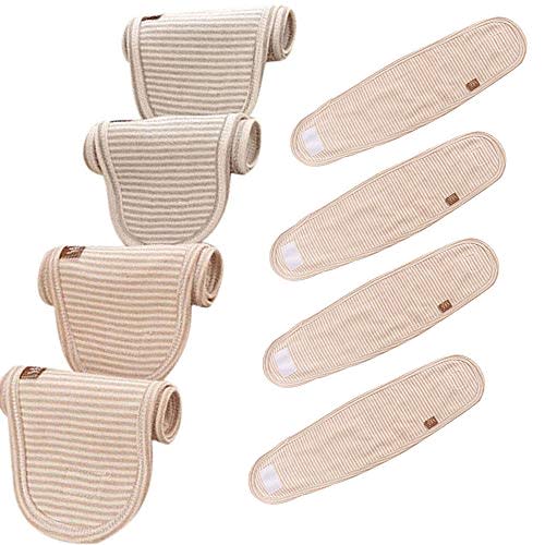 wonuu Baby Umbilical Cord Belt, Infant Belly Binder Hernia Care Navel Truss Support Newborn Warm Essential with Breathable Organic Cotton (4 Pack)