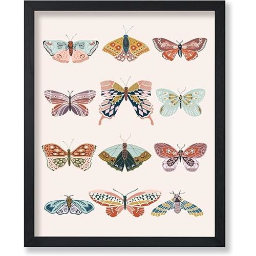 Poster Master Vintage Butterfly Collage Poster - Retro Butterfly Print - Moth Art - Insect Art - Gift for Men, Women - Chic Wall Decor for Living Room, Bedroom, Kid's Room - 8x10 UNFRAMED Wall Art