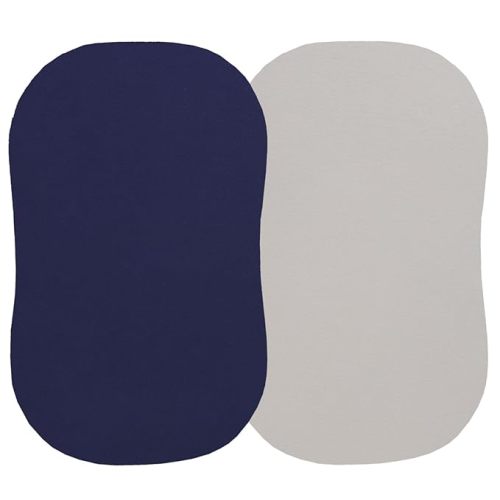 100% Organic Cotton Bassinet Sheets Compatiable with Halo Bassinest Swivel Sleeper, Jersey Knit Fitted Sheets for Baby Boys and Girls, 2 Pack, Navy and Fog Grey