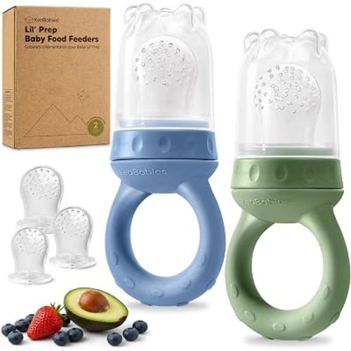 KeaBabies Baby Fruit Feeder 2pk, Silicone Baby Food Feeder,BPA-Free (Slate)