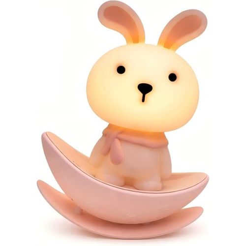 Night Lights for Kids,Rechargeable Nursery Night light,Small Lamps for Baby Nursery,Pink Lamps Bunny, Soft Warm Light,Breastfeeding,Sleep Aid,Cute Funny Gifts for Baby Toddler Kids Boys Girls