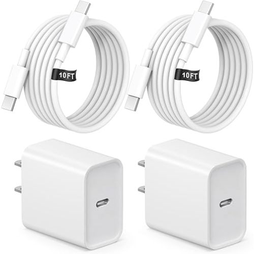 10FT iPhone 16 15 Charger Fast Charging USB C Charger Block Type C Chagrer Fast Charging 2-Pack for iPhone 16/16 Plus/16 Pro/16 Pro Max/15/15 Pro Max